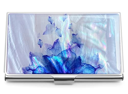 MADDesign Mother of Pearl Business Card Case Carrier Holder Wallet (Flower Purple)