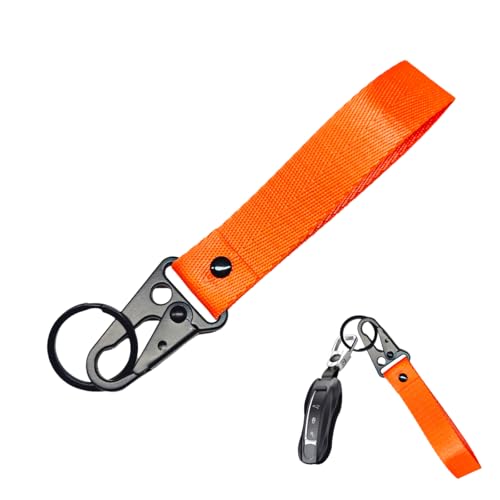 Image of Wevdn Car Key Chain, Fabric Metal Practical Multifunctional Motorcycle Keychain, Anti-Lost Keychain with O-Ring for Men Women (Orange)