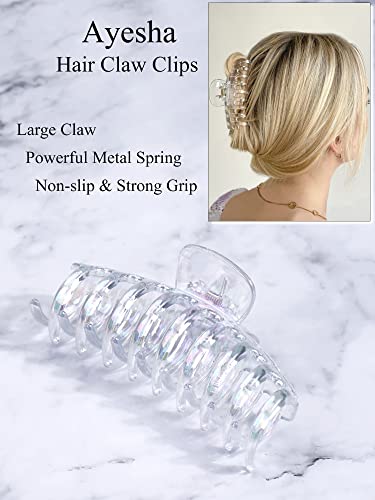 Ayesha Clear Claw Clips Large Hair Clips For Long Hair 6 Pack Medium Large Claw Clips Strong Hold Jaw Clip Hair Accessories For Women Thick Hair #TOP2