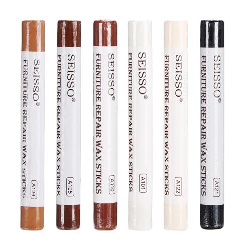 SEISOO Pennarello per Legno, Bastoncini di Cera per Riparazioni in Legno, per Riparare Graffi e Fori Nei Mobili,Kit Riparazione Mobili Legno