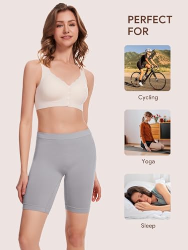 Angelhood Women's Cotton Boy Shorts Underwear Anti Chafing Seamless Biker Shorts High Waisted Soft Plus Boxer Briefs 4 Pack4