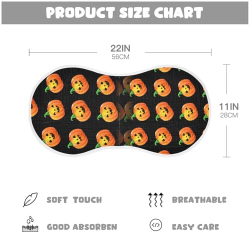 Muslin Burp Cloth for Baby 2PCS Halloween Pumpkins Black Super Absorbent Burping Cloths, Bibs for Newborn Boys Girls4