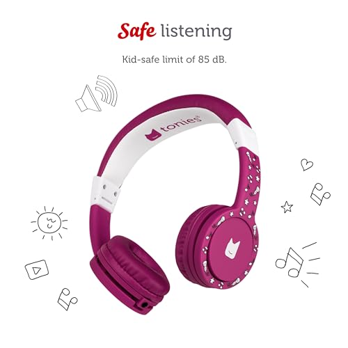 Image of Tonies Foldable Wired Headphones for Kids - Comfortably Designed to fit On-Ear - Works with Toniebox and All 3.5mm Devices - Purple