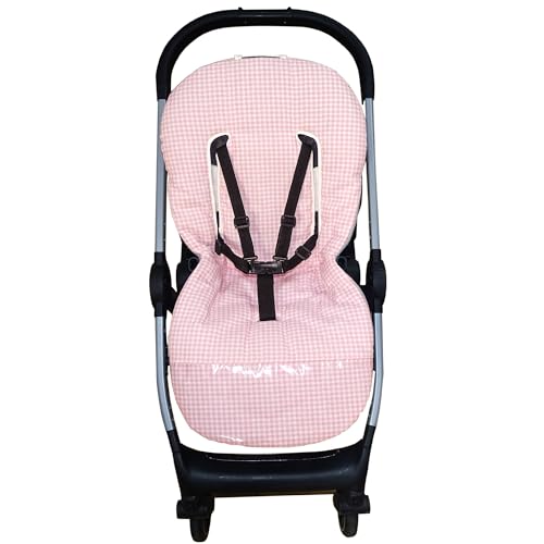 Colchoneta Universal para Silla de Paseo – Funda Transpirable y Acolchada para Carro de Bebé, Ideal para Verano y Entretiempo, Compatible con la Mayoría de Sillas, Fácil de Lavar (Vichy Rosa)