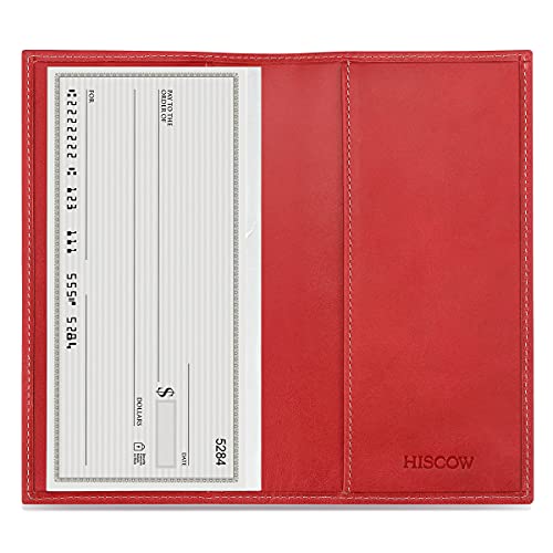 Image of HISCOW Minimalist Checkbook Cover - Full Grain Leather, Vintage Red, One Size, Minimalist