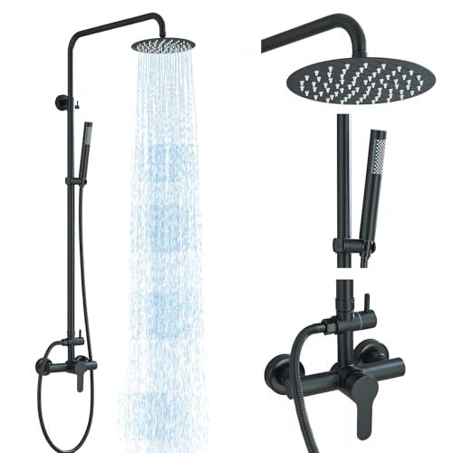 MOSSON Shower System Matte Black Outdoor Shower Fixtures with 8"