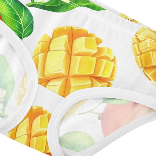 Watercolor Yellow Mango Fruits White Toddler Underwear Floral 2t Cotton Girl Panties Cute Fun Print Briefs Kids Undies4