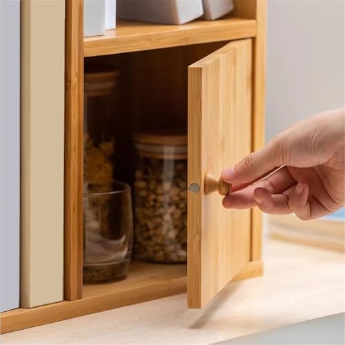 Estantería de bambú para solucionar el desorden del escritorio con su puerta privada 7
