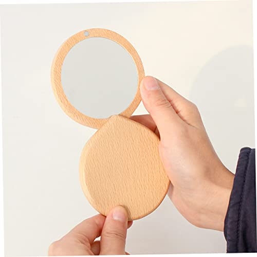 FRCOLOR 3pcs espejo cosmético pequeño portátil de madera miniatura 3