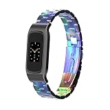 Gheper Metal Watchband Compatible with Fitbit Luxe/Luxe SE Stainless Steel Protective Bezel Frame Ca