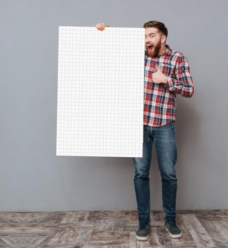 Bloco de papel quadriculado – papel milimetrado grande de 91 x 61 cm, 30 folhas/60 páginas, papel qu
