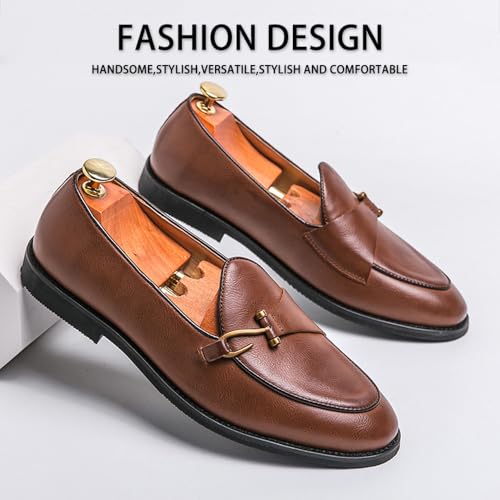 Santimon Men's Leather Loafers Slip On Dress Shoes with Metal Bit Comfortable Casual Formal Footwear for Men3
