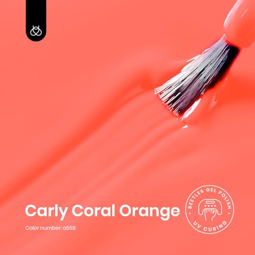 Image of Beetles Orange Gel Polish - 15ml Carly Coral Orange Color Peach Gel Polish Nails Soak Off UV LED Nail Lamp Nail Art DIY Manicure