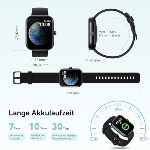 Smartwatch Herren Damen mit Telefonfunktion Alexa Integriert -Fitnessuhr 110+ Sportmodi &IP68-1,91'...