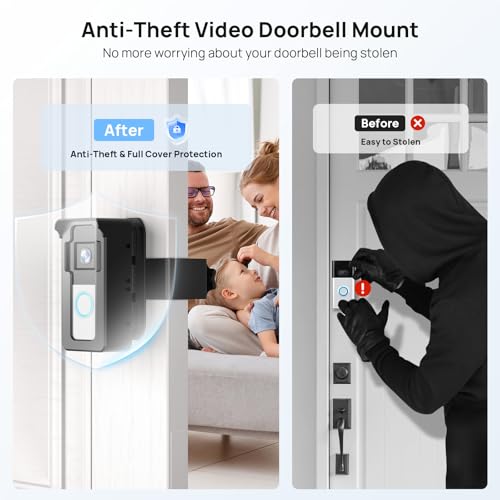 Adjustable Doorbell Mount with Ring Blink: Anti Theft Video No Drill Angle Camera Holder for Apartment Door - Mounting Bracket Corner Accessories Wedge Kit Renter Friendly for Home House Dorm Office