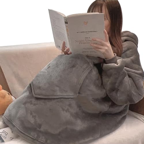 JFUJFU Wearable Blanket Sweatshirt for Women - Oversized Hoodie Pullover, Funny Gift for Sister/Mom/Girlfriend (Grey)
