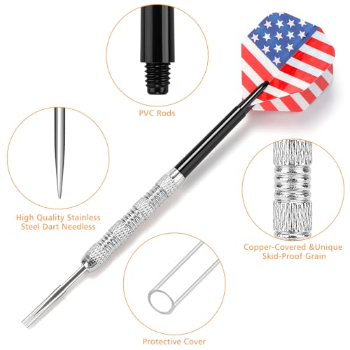 Image of Accmor Metal Tip Darts, Steel Tip Darts, 14 Grams Professional Metal Darts, Darts Metal Tip Set, Metal Darts for Dartboard