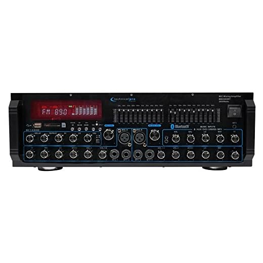 Technical Pro MM2000BT Powered Bluetooth Karaoke Mixer Amplifier Amp SD, USB