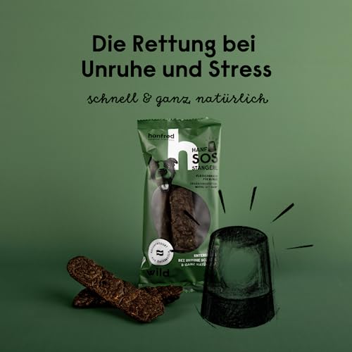 Beruhigungsmittel für Hunde – Hanfred SOS Stangerl mit Hühnerfleisch, Anti-Stress Snacks bei Angst & Nervosität – natürliche Hilfe bei Silvester, Autofahren – sofortwirkung & für Allergiker (6 x 65g)