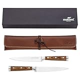 SCHÖNE OPTIK: Der Griff ist aus aus hochwertigem Pakkaholz mit 3 Edelstahlnieten gefertigt. Er ist sehr robust und gleichzeitig ein optisches Highlight.