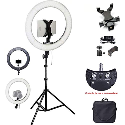 Iluminador Ring Light Led com Tripé - 48cm 80W - DSLR Tablet Celular