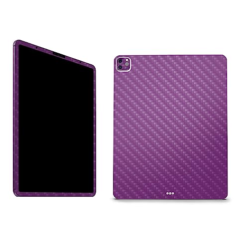 Image of MightySkins Carbon Fiber Skin Compatible with Apple iPad Pro 12.9 inch M2 6th Gen (2022) Full Wrap Kit - Solid Purple | Protective, Durable Textured Carbon Fiber Finish | Easy to Apply | Made in The USA