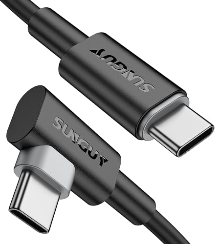 SUNGUY USB C auf USB C Kabel, 60W [2Stück 25cm] 90 Grad Winkelstecker, Kabel Ladekabel kompatibel mit iPhone 15/15 Pro/15 Pro, MaxMacBook Pro, MacBook Air,Galaxy S23/S22,Note, Huawei P30