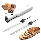 Professionelles Akku-Brotmesser, wiederaufladbares Elektromesser mit 2 hin- und hergehenden 8-Zoll-Klingen aus gezahntem Edelstahl und Sicherheitsverschluss-Auslöser, zum Tranchieren von Fleisch