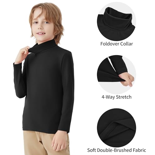 QBK Boys Turtleneck Long Sleeve Thermal Turtle Neck Sweater for Kids 4T-16 Years Soft Warm Under Shirts3