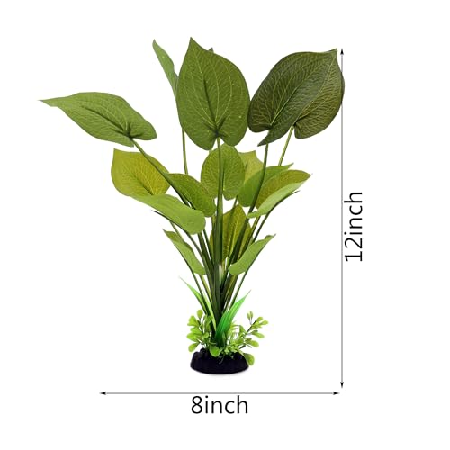 ALEGI Silk Aquarium Plants, 12 Inch Artificial Silk Plants Decorations for Fish Tank,Aquarium Décor Plastic Plants (Green, 2 Pack) - Image 2