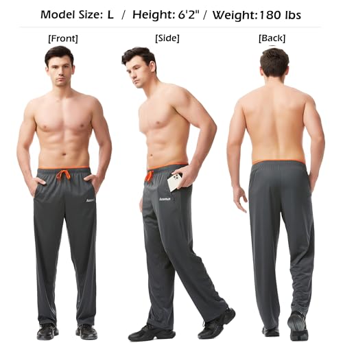 Mens Sweatpants with Zipper Pockets Open Bottom Athletic Pants for Workout,Running,Training,Jogging,Gym4