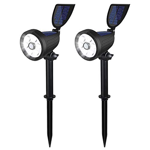 Solar Landscape Spotlights,Upgraded Smarter PIR Motion Sensor IP65 Waterproof Outdoor Solar Powered Security LightSolar Landscaping Light for Yard Garden Walkway Porch Pool Patio(2pack)