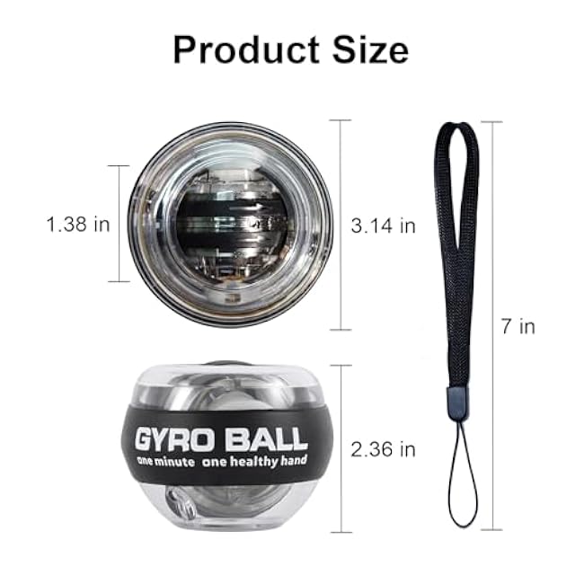 4pcs Gyro Ball Wrist Exerciser, Forearm Trainer, Gyroscopic Ball, TorqueBall, PowerBall for Stronger Arms, Wrists and Fingers with LED Lights