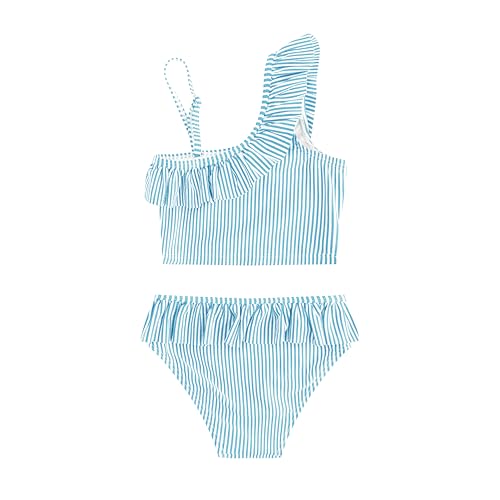 Image of LIZENS Girls Two Piece Swimwear Ruffle Trim 2-12Years Flounce Striped Beach Bathing Suit