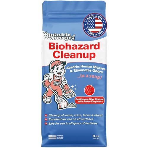 Sprinkle & Sweep: Biohazard Cleanup - 8oz - Human Bodily Fluid Solidifier Enzyme Powder Super Absorbent Odor Elimination Home-Facilities-School