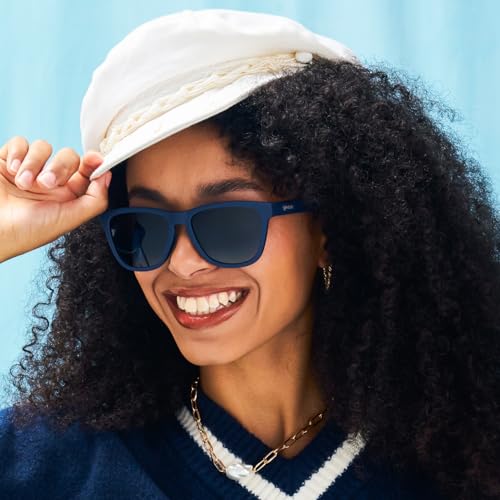 goodr Drinks Seawater, Sees Future Polarized Sunglasses, Medium Sized (OG), Navy with Blue Gradient Lenses3