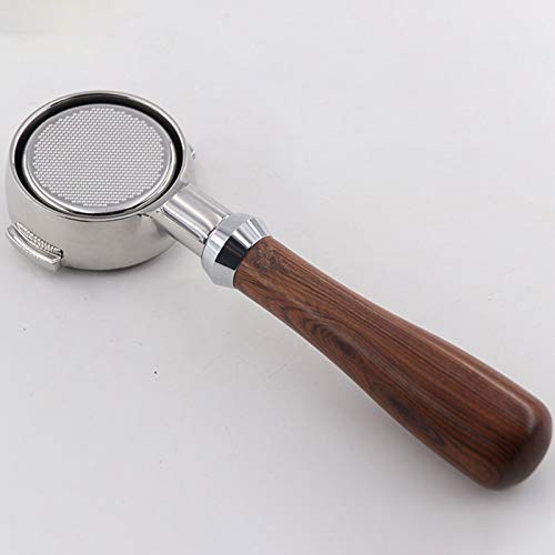 Genérico Cuchara medidora 58mm de Acero Inoxidable de la máquina de café sin Base Soporte café refrescos manija Cuchara de café Mango de Madera