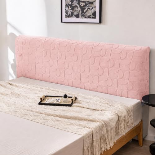 Image of HOMETHREADS Stretchable Lycra /Velvet Headboard Cover | Soft, Dust-Proof & Wrinkle-Resistant Bed Back Protector | Fits Leather, Wooden & Fabric Bedsides (Pink, 150x65Cm)