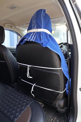 Image of Car Seat Cover, Towel Fabric, Elastic Fitting, Front Seat, Universal Fit for All Models, Pack of 2 (Blue)