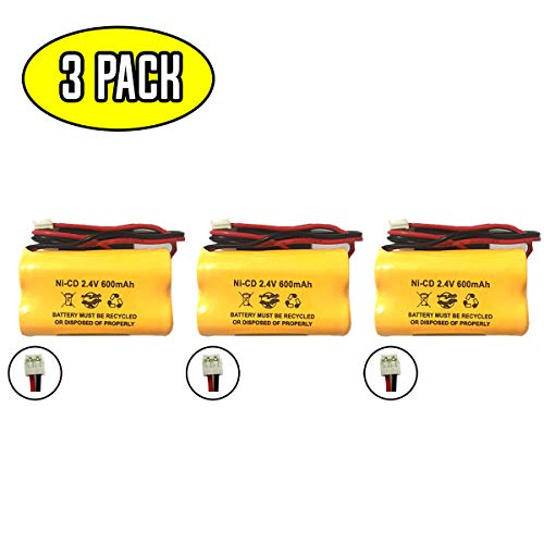 (3 Pack) BP2-A Dual-LITE Ni-CD 2.4v 600mAh CSXWREB3 HUBBEL Battery BP2A BP2-0A 0BP2-0A 2.4v 600mAh Ni-CD Battery Pack Replacement for Exit Sign Emergency Light