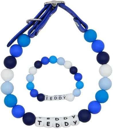 Adjustable Beaded Dog Collar and Matching Owner Bracelet Set