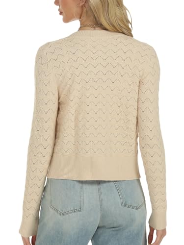 Image of Women's Long Sleeve Cropped Knitted Sweater Cardigan Button Down Open Front Knitted Shrug Sweaters