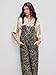 CIDER Overalls for Women Denim Leopard Pocket Buckle Up Wide Leg Jumpsuit: Tan, S