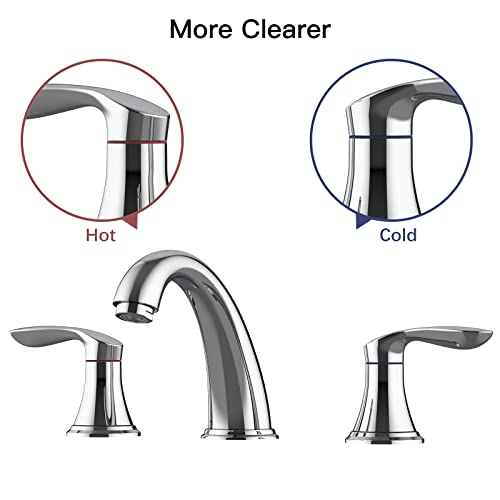 Bathroom Sink Faucet, Faucet for Bathroom Sink, Widespread Chrome Bathroom Faucet 3 Hole with Stainless Steel Pop Up Drain and cUPC Lead-Free Hose - (Chrome) - Thumbnail 4