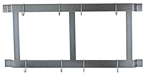 Rogar Ultimate Wall Mounted Pot Rack Vertical/Horizontal In Black #TOP2