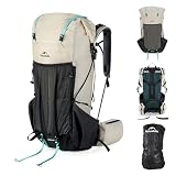Naturehike 45L Rock 2.0 Upgraded Internal Frame Hiking Backpack for Outdoor Camping Travel Backpacking, Ultralight with Rain Cover Backpack for Adults(White/M/45L)