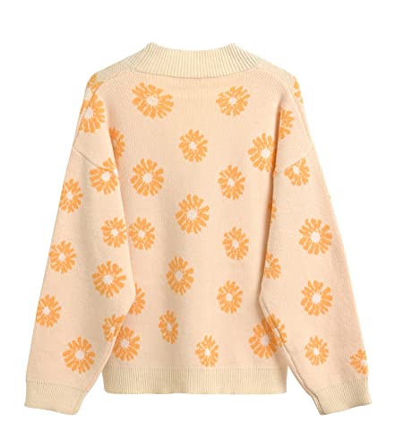 Image of Women's Long Sleeve Cardigan Sweater,Cute Y2K Top Knit Colorful Patterned V Neck Button Outwear S~XL