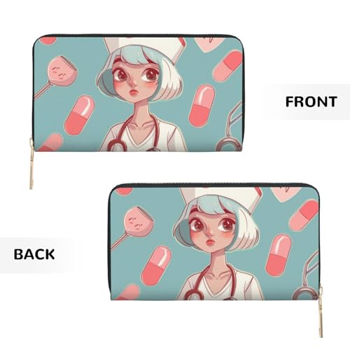 Cute Nurse Printed Long Wallet for Women Men Cute Coin Purse with Card Holder3