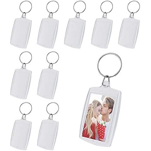 Lusofie 10Pcs Photo Keyrings Double Sided Blank Photo Keychain Acrylic Keychain Blanks with Split Ring Personalised Picture Keychains for Family Friend Photo Crafting Gift Cover