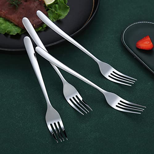 Forchetta da tavola da 6 pezzi, set di posate in acciaio inossidabile Kyraton da 7,9 pollici, set di posate, lavabile in lavastoviglie. (I soldi) - immagine 4